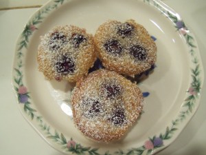 Blackberry Financiers with Powdered Sugar