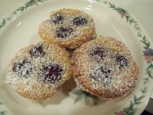 Blackberry Financiers with Powdered Sugar