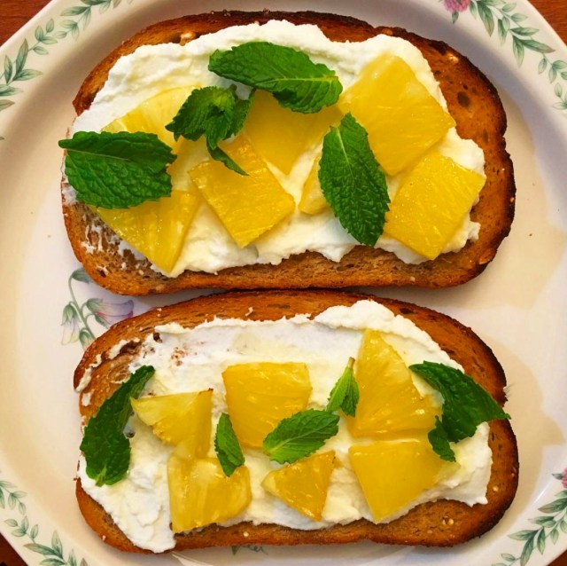 Roasted Pineapple Ricotta Toast